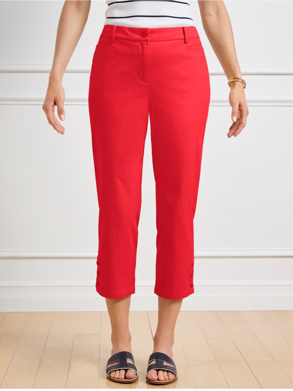 Talbots Perfect Skimmer Women’s Stretch Red Pedal Pusher Resort Size 12